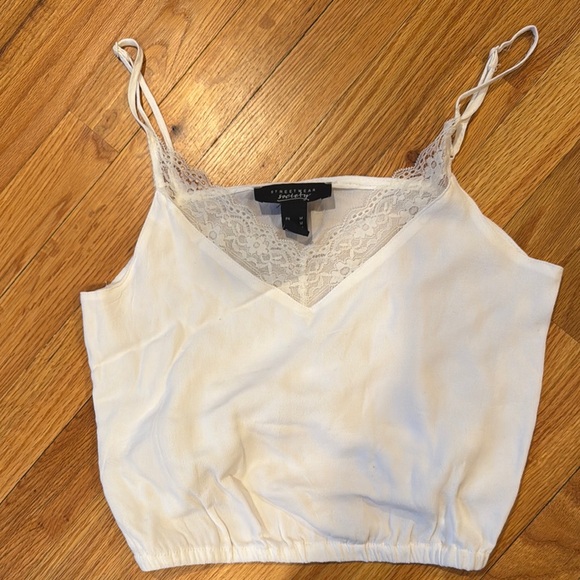 Streetwear Society Tops - Streetwear Society White Lace Trim Cami Top